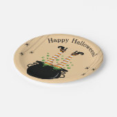 Hexenbeine, die aus einem Kessel kleben Pappteller (Schrägansicht)