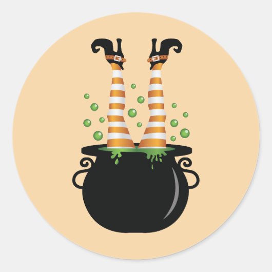 Hexenbeine, die aus einem Kessel kleben Runder Aufkleber (Vorderseite)