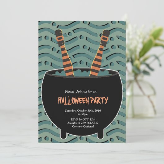 Hexenbeine Halloween Einladung (Stehend Vorderseite)