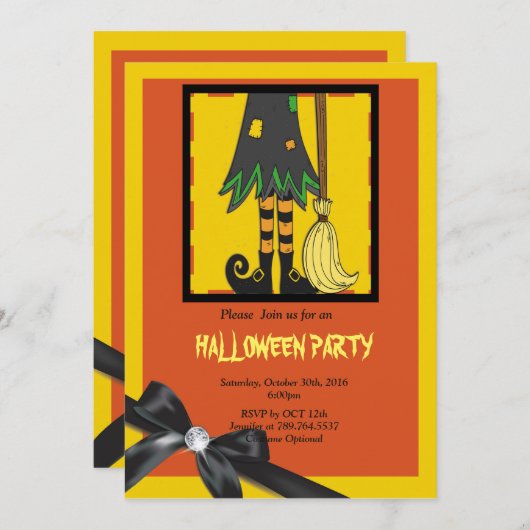 Hexenbeine Halloween Einladung (Vorne/Hinten)