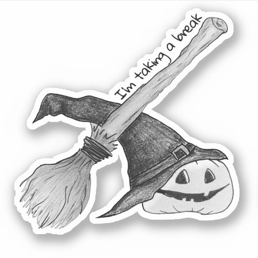Hexenbesen Halloween Aufkleber (Vorderseite)