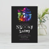 Hexenbogen Modernes Minimalistisches Halloween-Par Einladung (Stehend Vorderseite)