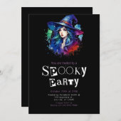 Hexenbogen Modernes Minimalistisches Halloween-Par Einladung (Vorne/Hinten)
