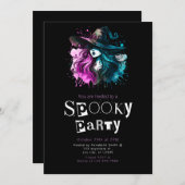 Hexenbogen Modernes Minimalistisches Halloween-Par Einladung (Vorne/Hinten)