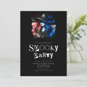 Hexenbogen Modernes Minimalistisches Halloween-Par Einladung (Stehend Vorderseite)