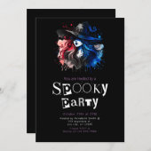 Hexenbogen Modernes Minimalistisches Halloween-Par Einladung (Vorne/Hinten)