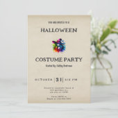 Hexenbogenhaar farbiges Vintages Halloween Einladung (Stehend Vorderseite)