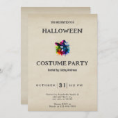 Hexenbogenhaar farbiges Vintages Halloween Einladung (Vorne/Hinten)