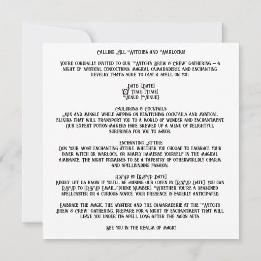 🔮 🍹 "Hexenbrauen & Crew" 🍹 🔮 Einladung (Rückseite)
