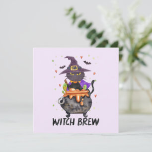 Hexenbrauen - Halloween Hexenkatze in einem Kessel