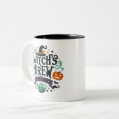Hexenbrauen- Halloween Zweifarbige Tasse (Vorderseite Links)