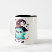Hexenbrauen- Halloween Zweifarbige Tasse (Vorderseite Links)