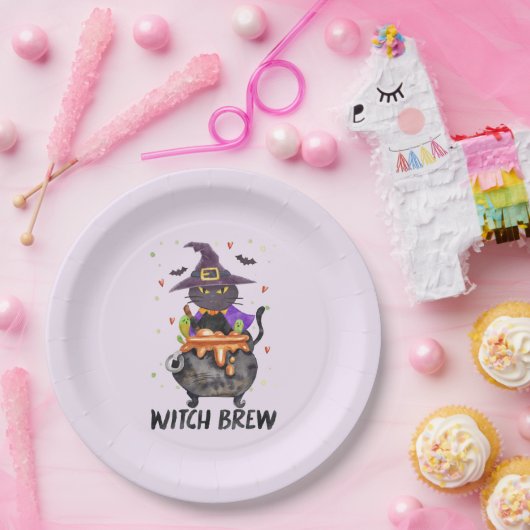 Hexenbrauen - Katzentrage Pappteller (Party)