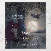 Hexenbrauen Spuk Halloween-Schwarzkatze Weinetikett (Einzelnes Label)