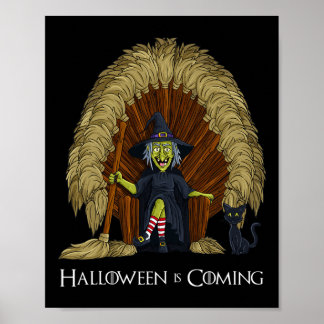 Hexenbrooms Throne Fun Halloween Girls Kinder Poster
