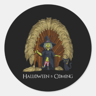 Hexenbrooms Throne Fun Halloween Girls Kinder Runder Aufkleber