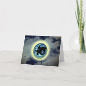 Hexenbroomstick Vollmond Halloween-Karte Karte (Vorderseite)