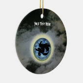 Hexenbroomstick Vollmond Halloween-Ornament Keramikornament (Rechts)