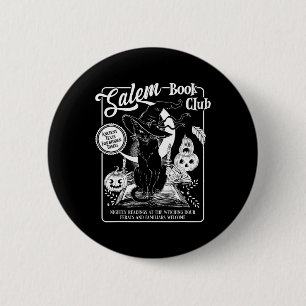 Hexenbuch-Club Booklet Retro Halloween Black Cat Button
