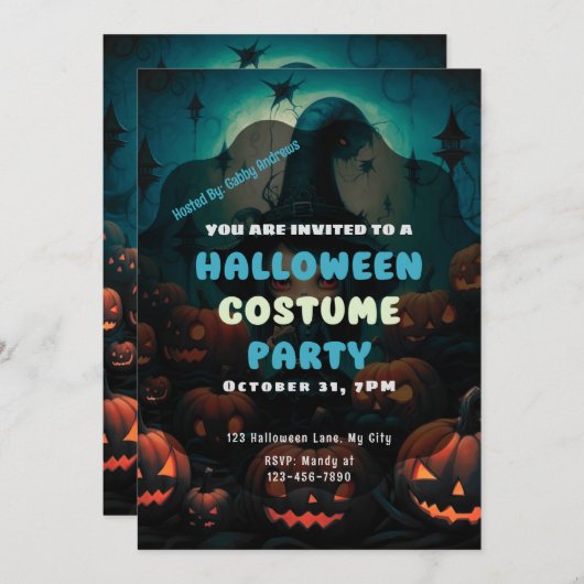 Hexencreme-Jack-O' Lanterns Halloween Einladung (Vorne/Hinten)