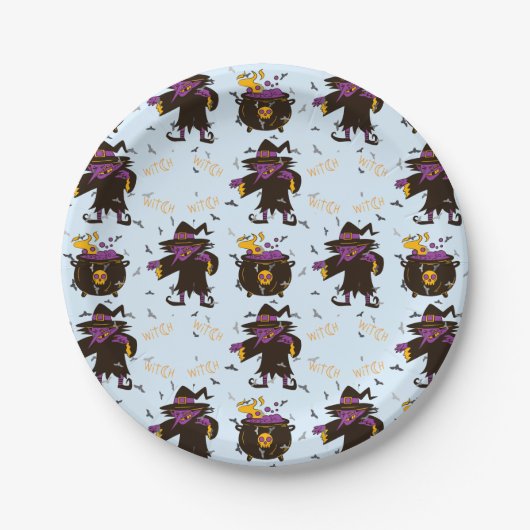 Hexencreme-Spooky-Halloween-Party Pappteller (Vorderseite)