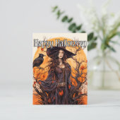 Hexendarstellung | Frohe Halloween Postkarte (Stehend Vorderseite)