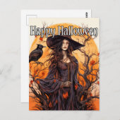 Hexendarstellung | Frohe Halloween Postkarte (Vorne/Hinten)