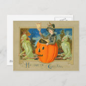 Hexendemon-Kürbislaterne Devil Postkarte (Vorne/Hinten)