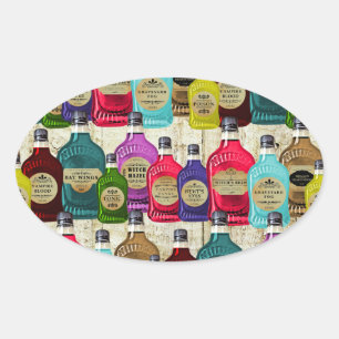 Hexendoktor Magic Potion Apothekar Tonic Flasche Ovaler Aufkleber