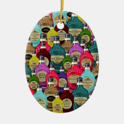 Hexendoktor Magic Potion Apothekar Tonic Flaschen Keramikornament (Vorne)