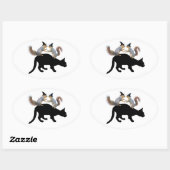 Hexeneichhörnchen auf schwarzen Katzenklebern Ovaler Aufkleber (Blatt)