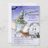 Hexenelephant Halloween-Kinderdusche Einladung (Vorderseite)