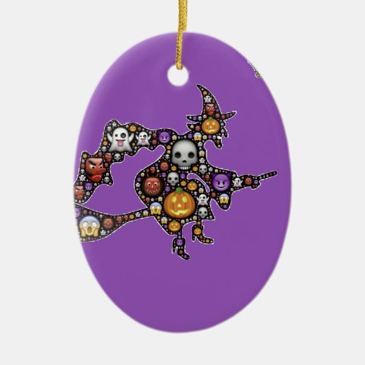 Hexenemoji Keramik Ornament (Vorne)