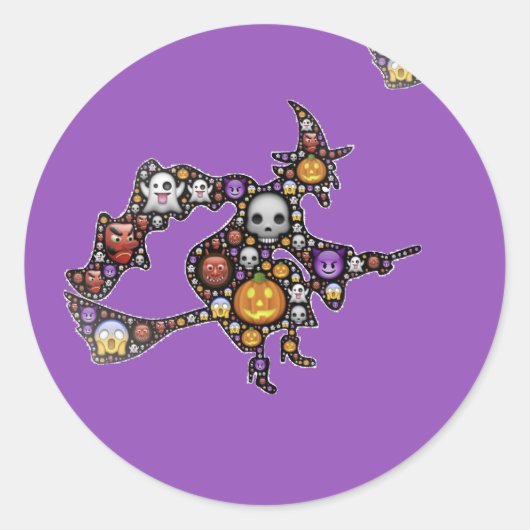Hexenemoji Runder Aufkleber (Vorderseite)