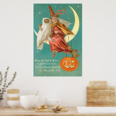 Hexeneule Halbmond Kürbislaterne Poster (Küche)