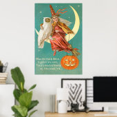 Hexeneule Halbmond Kürbislaterne Poster (Heimbüro)