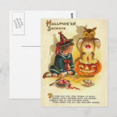 Hexeneule Jack O Lantern Kürbis Postkarte (Vorne/Hinten)