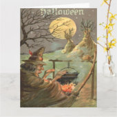 Hexenfeuer Cauldron Vollmond Nacht Karte (Gelbe Blume)