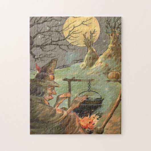 Hexenfeuer Cauldron Vollmond Nacht Puzzle (Vertikal)