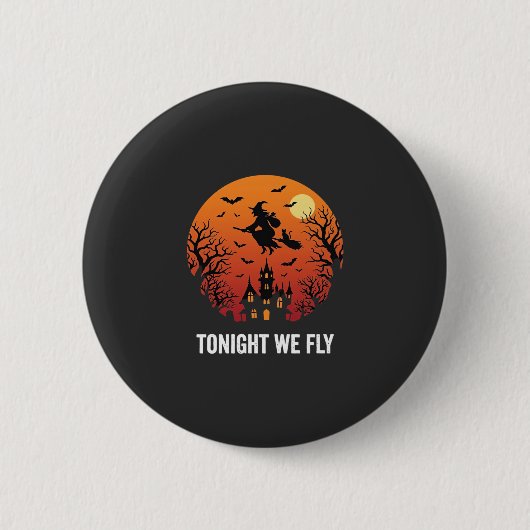 Hexenflug-Nacht-Grafikdesign zu Halloween_1 Button (Vorderseite)