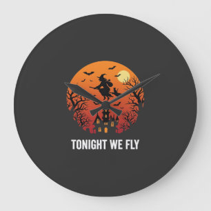 Hexenflug-Nacht-Grafikdesign zu Halloween_1 Große Wanduhr