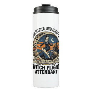 Hexenflugbegleiterin Halloweenbesen brach Design Thermosbecher