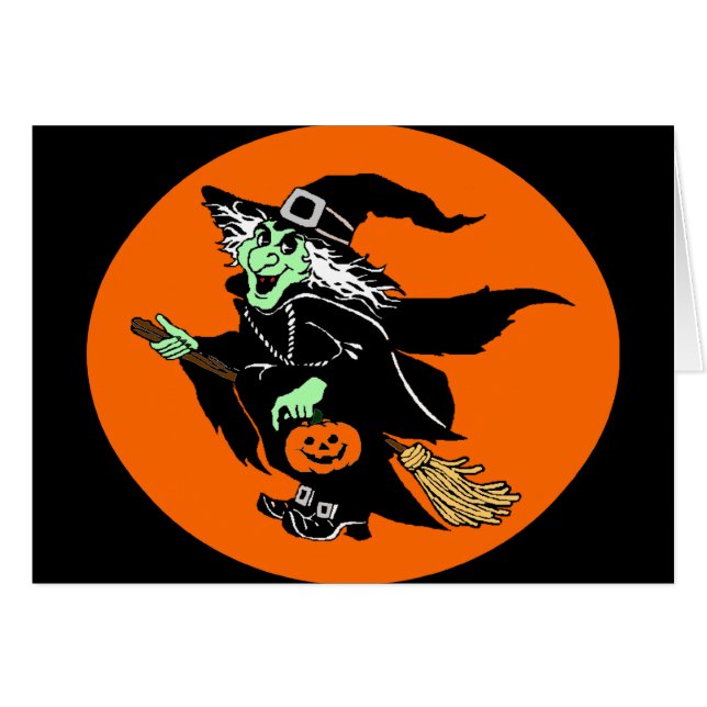 Hexenflying Halloween-Cartoon (Vorderseite (Horizontal))