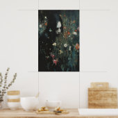 Hexenfrau Melancholisch Dunkle Blumen Wildblume Poster (Küche)