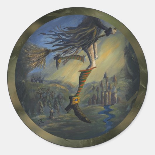 Hexenfrau Runder Aufkleber (Vorderseite)