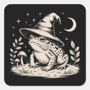 Hexenfrosch Vintage Halloween Goblincore Quadratischer Aufkleber
