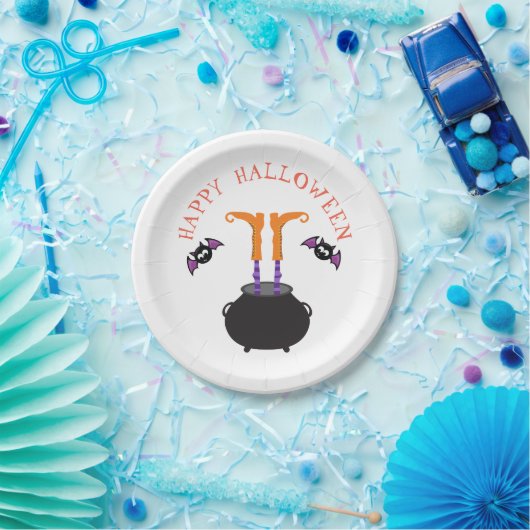 Hexenfüße in Cauldron Halloween Pappteller (Party)