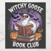 Hexengänger Buchklub Spooky Halloween Tier Weinetikett (Einzelnes Label)