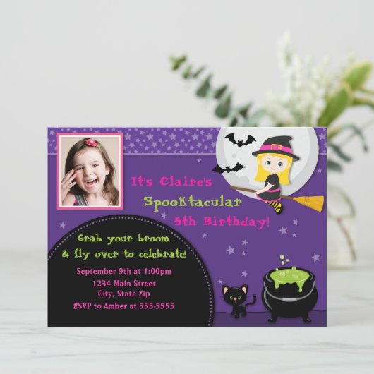 Hexengeburt Einladung Blonde (Stehend Vorderseite)