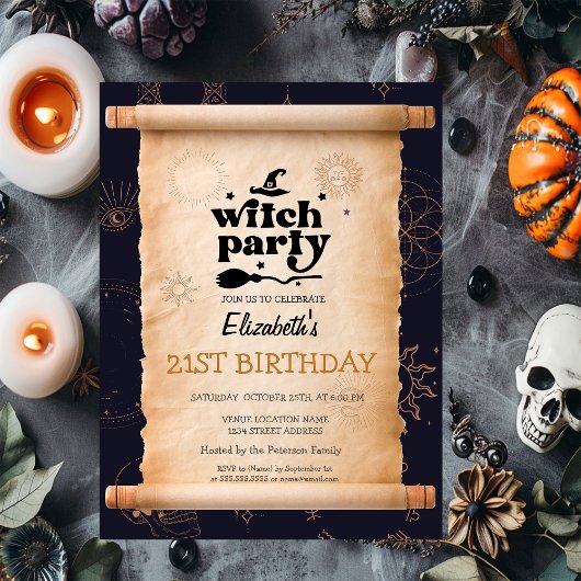 Hexengeburt Halloween Mystisches Party Einladung